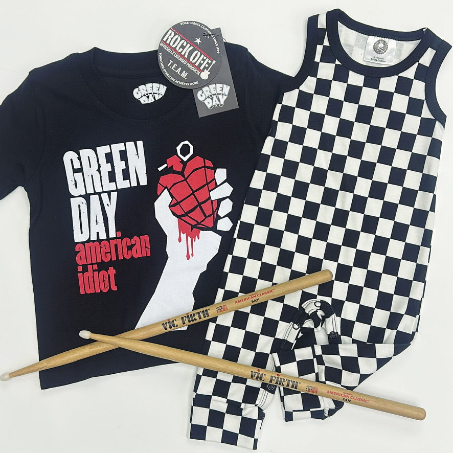 Black & White Checkerboard baby romper