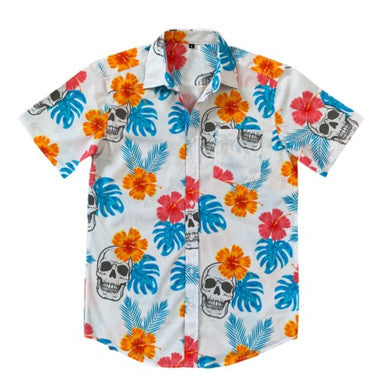 Hawaiian Skulls mens shirt white