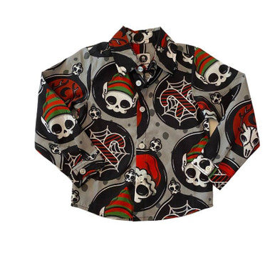 Santa & Elves button shirt