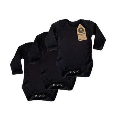 3 pack plain black sleeved vest